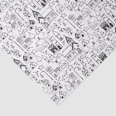 Papier Mousseline Village de Noël pour enfants Whimsical Black & Whi (Détail)