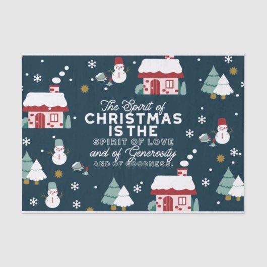 Papier Mousseline Village de nuit d'hiver avec esprit de Noël (Recto)