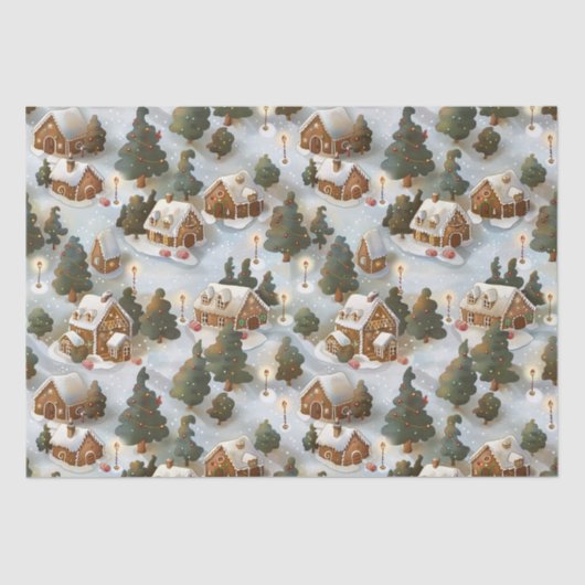 Papier Mousseline Village de pain d'épices de Noël sans fin (Recto)