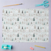 Papier Mousseline Village Maisons Arbres Oiseaux Noël (Artisanat)