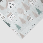 Papier Mousseline Village Maisons Arbres Oiseaux Noël (Détail)