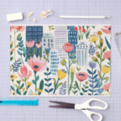 Papier Mousseline Ville avec Fleurs sauvages (Artisanat)