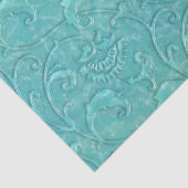Papier Mousseline Vin floral Turquoise Embossé De Luxe (Détail)