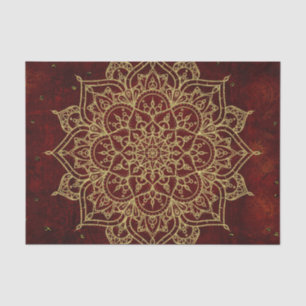 Papier Mousseline Vin profond Rouge Mandala & Gold Glam Moderne Chic