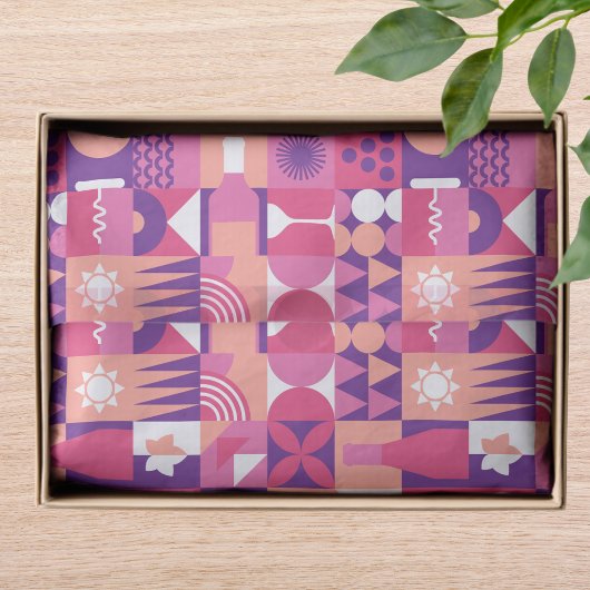 Papier Mousseline Vin rose violet rétro Bauhaus Motif