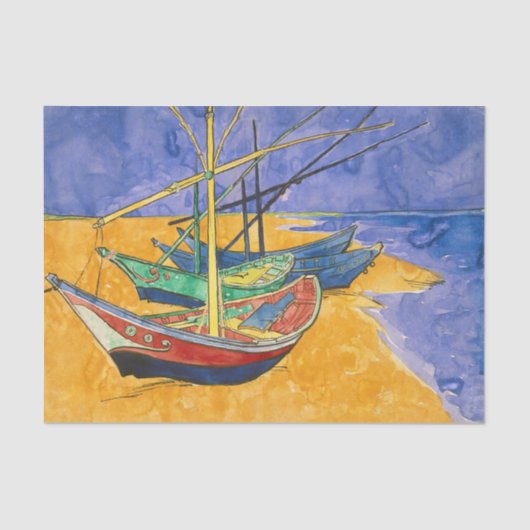Papier Mousseline Vincent van Gogh - Bateaux de pêche sur la plage (Recto)