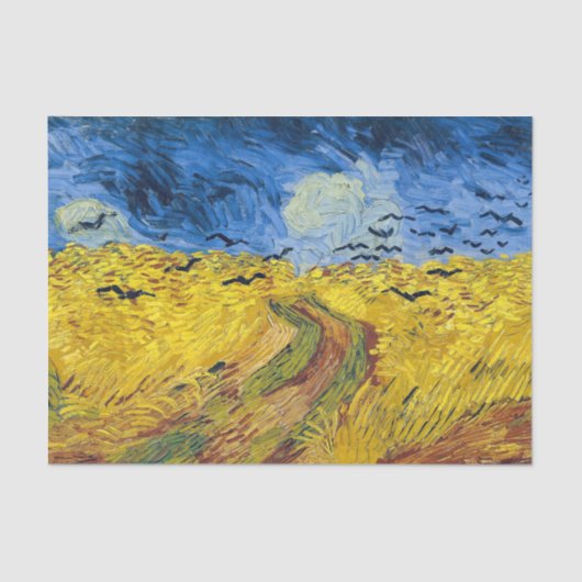 Papier Mousseline Vincent van Gogh - Champ de blé aux corbeaux (Recto)