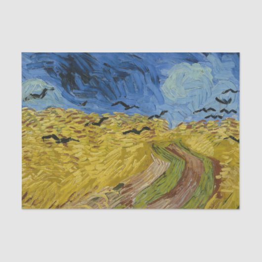 Papier Mousseline Vincent Van Gogh Champ de blé avec corbeaux (Recto)