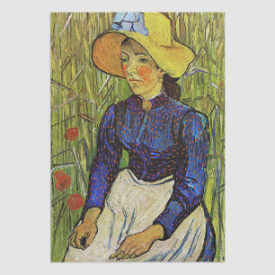 Papier Mousseline Vincent van Gogh - Fille paysanne en Casquette de