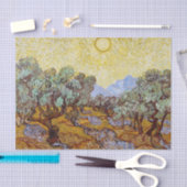 Papier Mousseline Vincent van Gogh - Oliviers, ciel jaune et soleil (Artisanat)