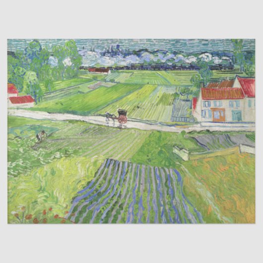 Papier Mousseline Vincent van Gogh - Paysage avec transport et train (Recto)