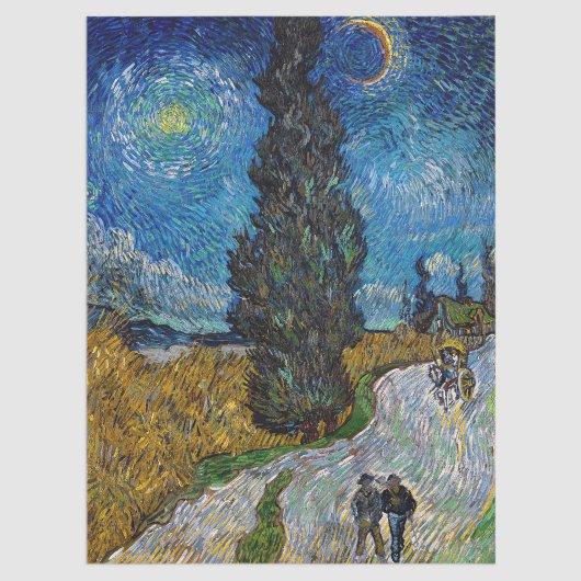 Papier Mousseline Vincent van Gogh - Route avec Cypress et Star