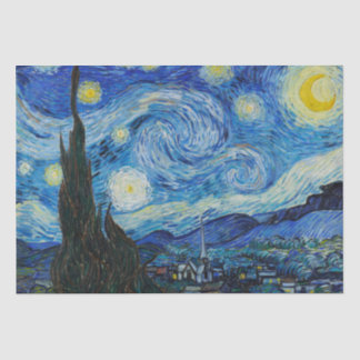 Papier Mousseline Vincent Van Gogh Starry Nuit Bleu jaune