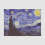 Papier Mousseline Vincent Van Gogh Starry Nuit Vintage Art<br><div class="desc">Vincent van Gogh Starry Night Art Peinture Starry Night est un tableau de l'artiste post-impressionniste néerlandais Vincent van Gogh. Le ciel bleu de la nuit est rempli de nuages tourbillonnants, d'étoiles et d'une lune brillante croissant. La Nuit étoilée est la seule nocturne de la série de vues depuis la fenêtre...</div>