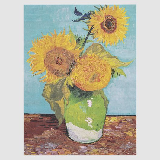 Papier Mousseline Vincent Van Gogh - Trois tournesols dans un vase