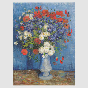 Papier Mousseline Vincent van Gogh - Vase avec des Bleuets & Coqueli