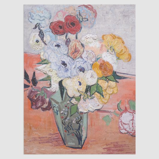 Papier Mousseline Vincent van Gogh - Vase avec Roses et anémones