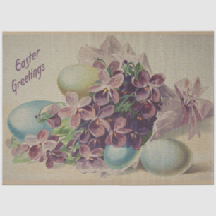Papier Mousseline Vintage 4 oeufs Fêtes de Pâques