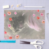 Papier Mousseline Vintage Adolescente Fleurs roses superposition (Artisanat)