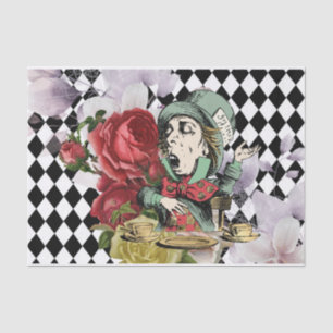 Papier Mousseline Vintage Alice au pays des merveilles Découpage Mad