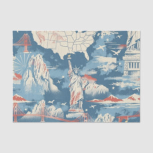 Papier Mousseline Vintage American Landmark Motif - Liberty, USA