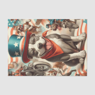 Papier Mousseline Vintage American Pit Bull Terrier Art