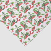 Papier Mousseline Vintage Aquarelle Cerises Motif Floral (Détail)