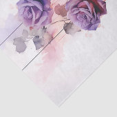 Papier Mousseline Vintage Aquarelle violet roses (Détail)