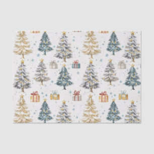 Papier Mousseline Vintage arbres de Noël Élégant