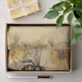 Papier Mousseline Vintage Bee and Wildflower Ephemera (Cadeau)