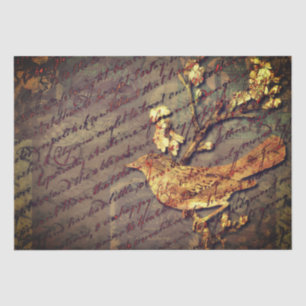 Papier Mousseline Vintage Bird & Script Un Découpage Chic Shabby