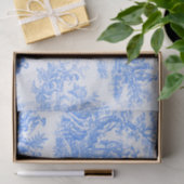 Papier Mousseline Vintage bleu turquoise toile jouy (Cadeau)