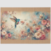 Papier Mousseline Vintage Boho Hummingbird and Flowers Decoupage (Recto)