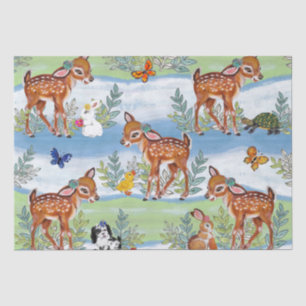 Papier Mousseline Vintage Bois Foi Lapin Canard Chiot Chiot Enfant b