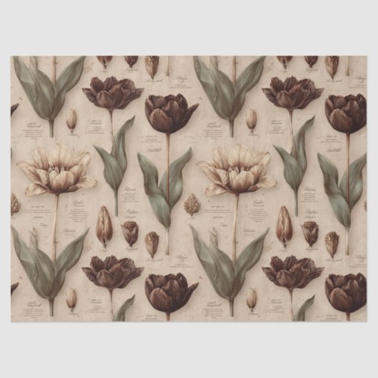 Papier Mousseline Vintage Botanical Floral Pattern (6) (Recto)