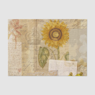 Papier Mousseline Vintage Botanique Rétro Victorien Aged Tissu Pape