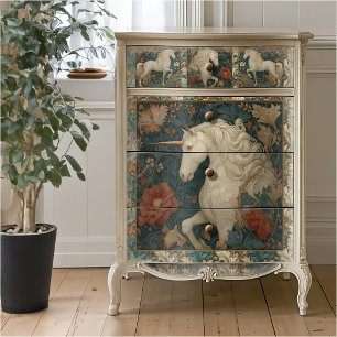 Papier Mousseline Vintage Botanique William Morris Style Unicorn