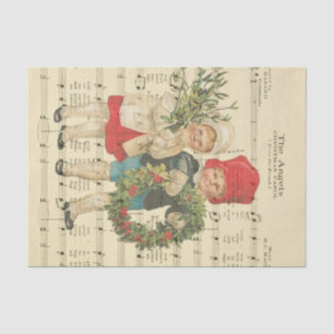 Papier Mousseline Vintage Brother et soeur Christmas Wreath Music