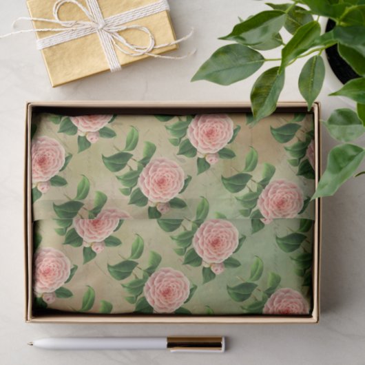 Papier Mousseline Vintage Camellia Botanique (Cadeau)