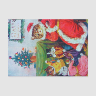 Papier Mousseline Vintage Chat Noël, Louis Wain