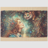 Papier Mousseline Vintage Cheshire Cat Fantasy Fairytale Decoupage (Recto)