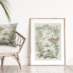 Papier Mousseline Vintage Chinoiserie Jardin Jean-Baptiste Pillement