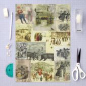 Papier Mousseline Vintage Christmas Card Images Collage (Artisanat)