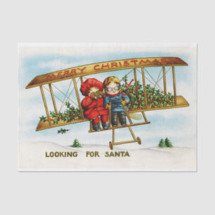 Papier Mousseline Vintage Christmas Children À la recherche de Père