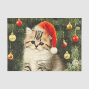 Papier Mousseline Vintage Christmas Kitten
