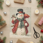 Papier Mousseline Vintage Christmas Snowman<br><div class="desc">Cette conception peut être personnalisée en choisissant l'option Modifier la conception. Vous pouvez également transférer sur d'autres objets. Contactez-moi à l'adresse colorflowcreations@gmail.com ou utilisez l'option conversation en haut de la page si vous souhaitez avoir cette conception sur un autre produit ou avez besoin d'aide. Voir d'autres de mes dessins ou...</div>