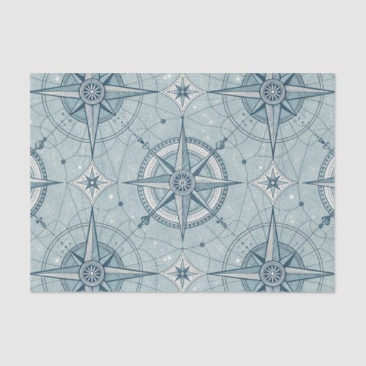 Papier Mousseline Vintage Compass Nautical Seamless Pattern (2) (Recto)