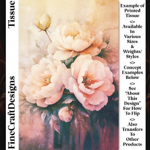 Papier Mousseline Vintage Cottagecore Pivoines Pastel Découpage CT3