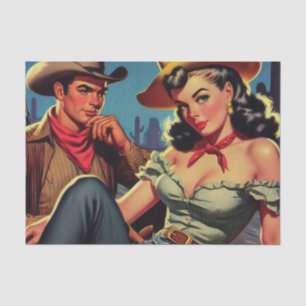 Papier Mousseline Vintage Cowboy et Cowgirl