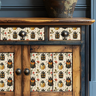 Papier Mousseline Vintage Crème Art Déco Beetle Floral Shabby Chic